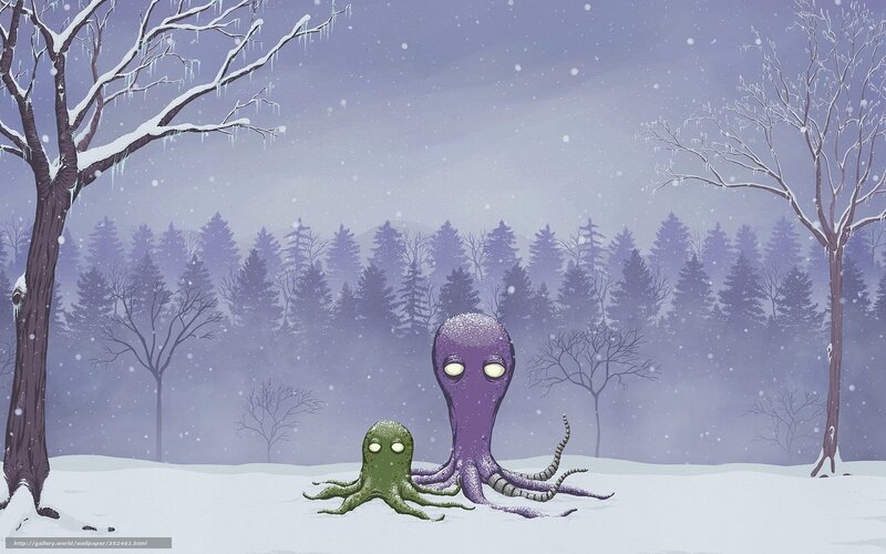 Octopus family in snow