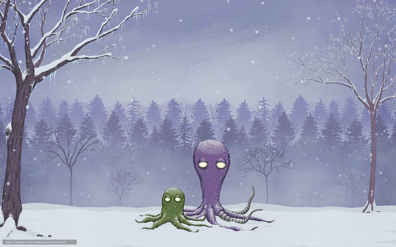 Octopus family in snow