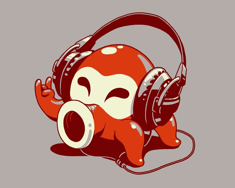octopus listening to music