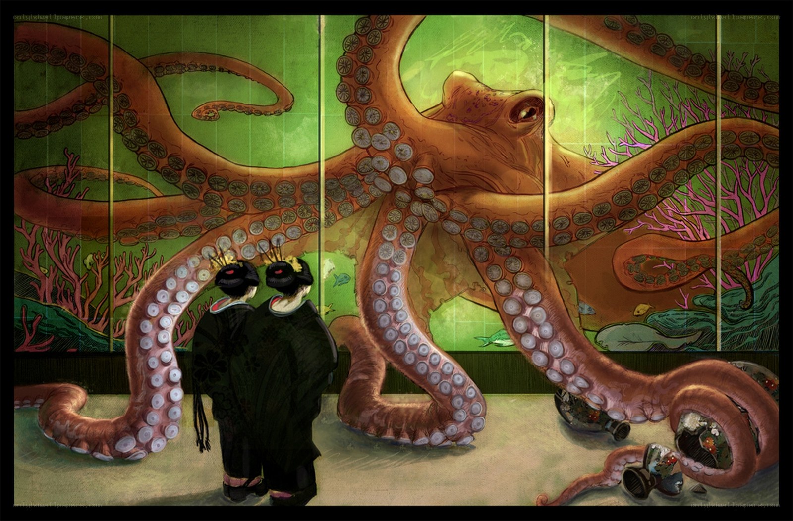 Octopus mural in gallery