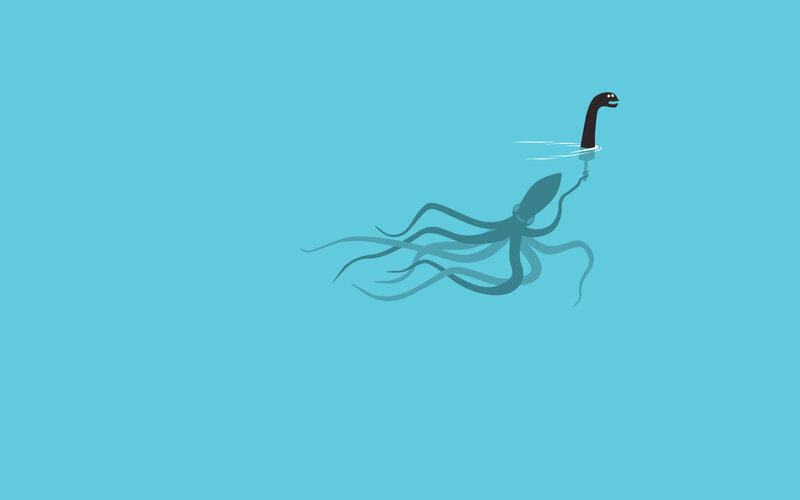 octopus pulling a creature
