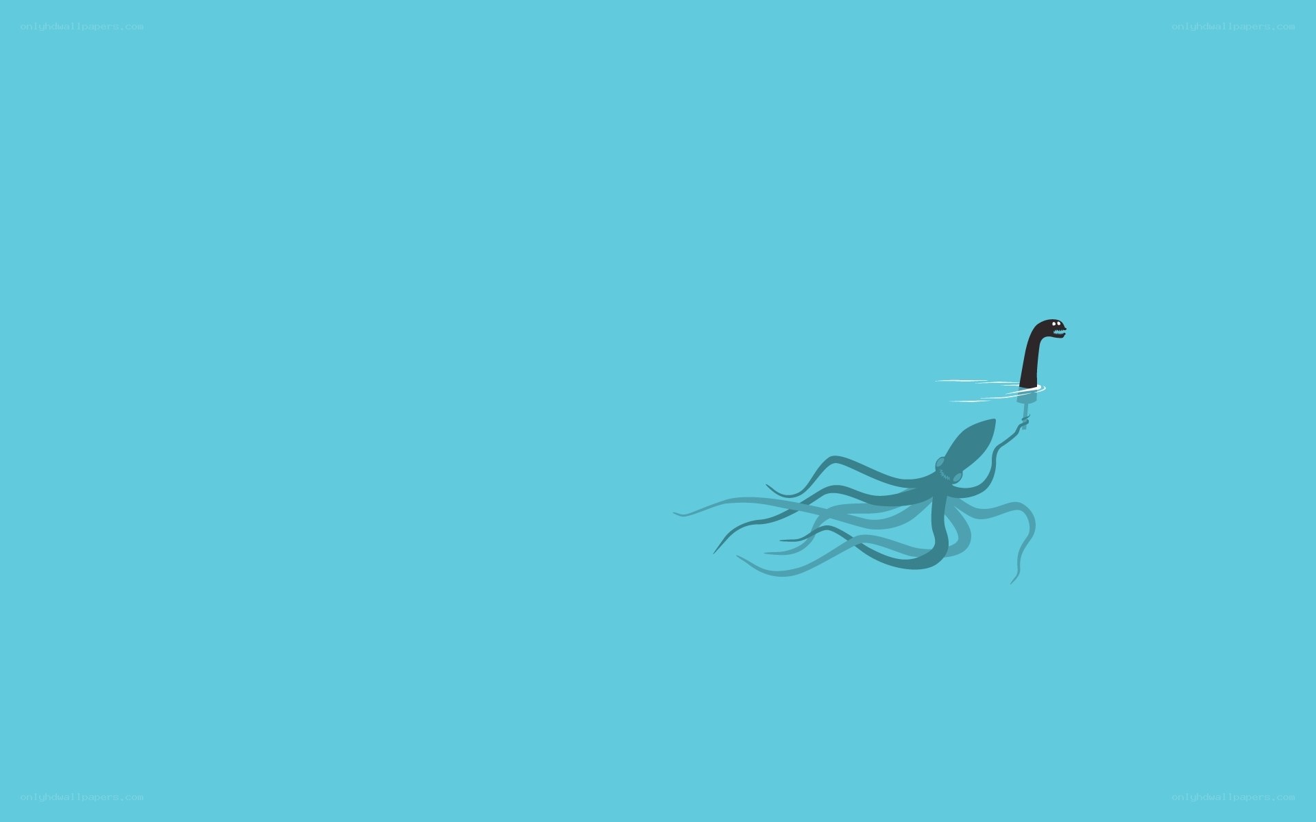 octopus pulling a creature