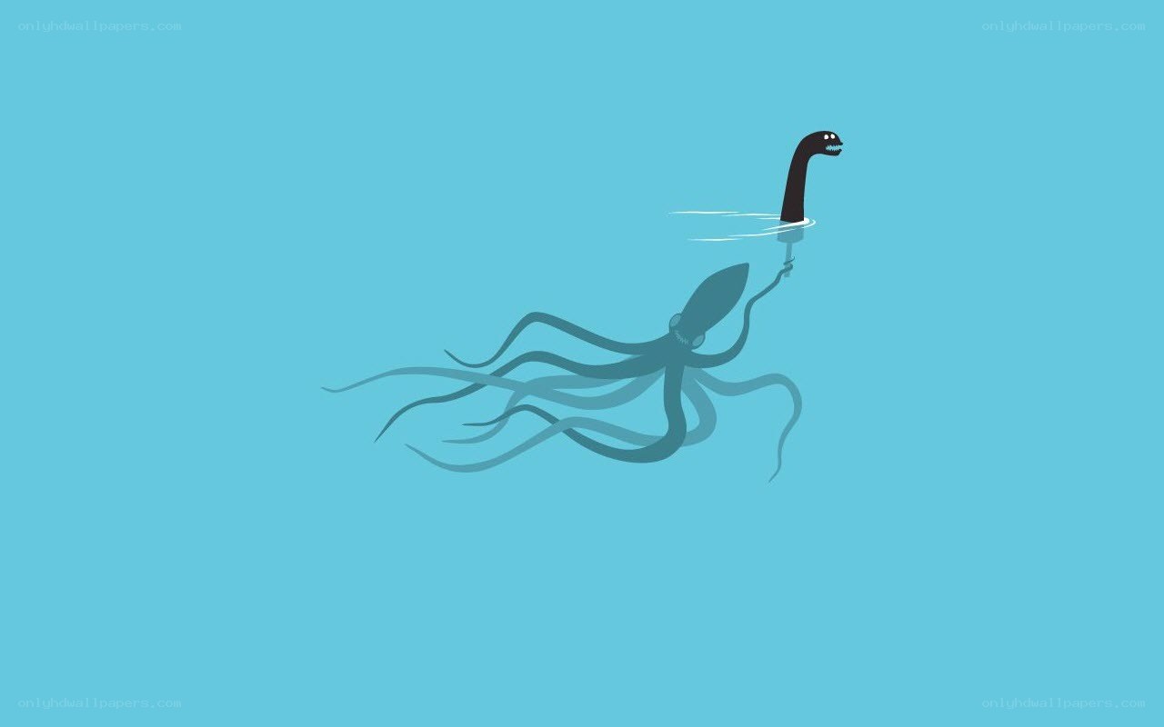 octopus pulling a sea monster