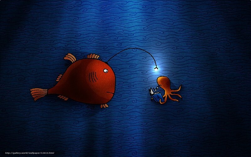 octopus reading underwater