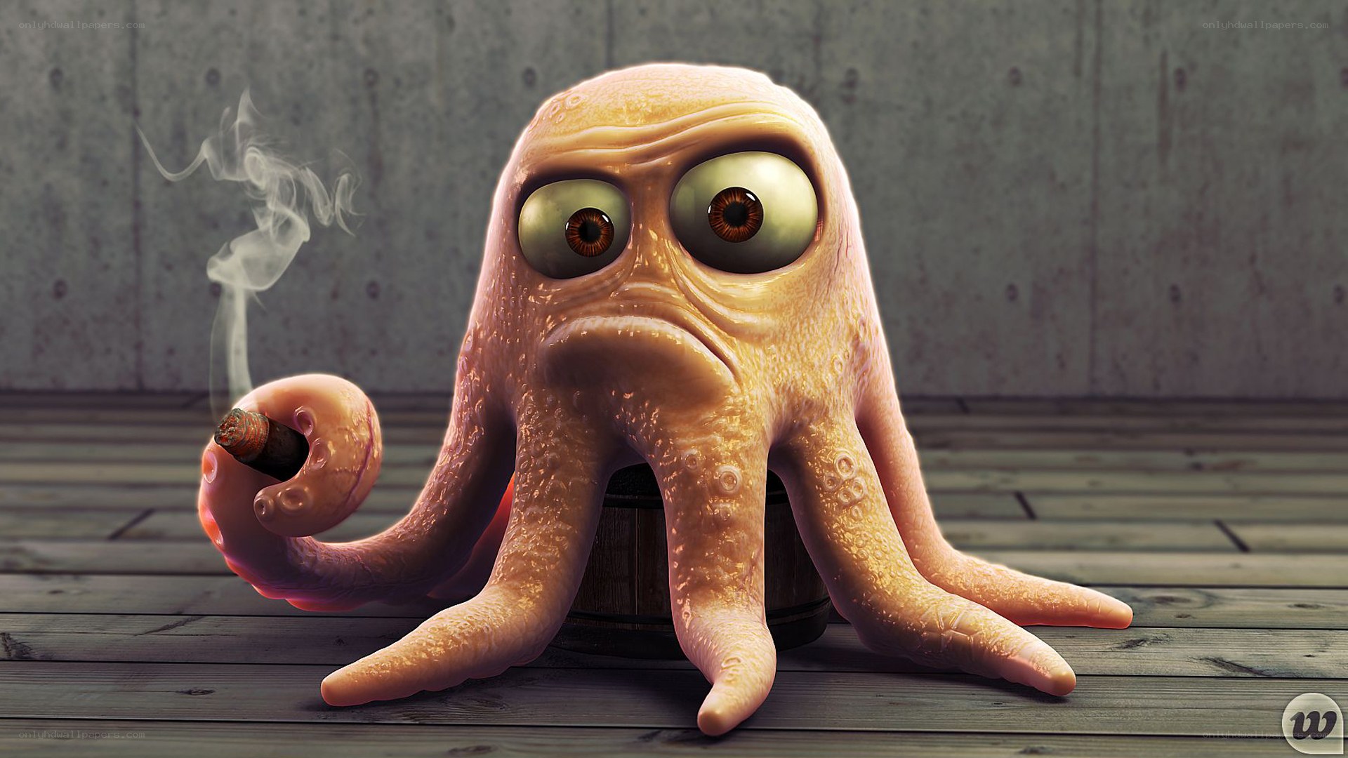 octopus smoking a cigar