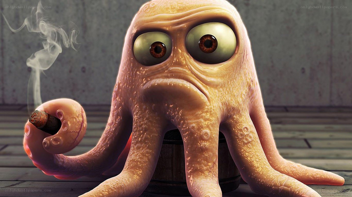 octopus smoking a cigar