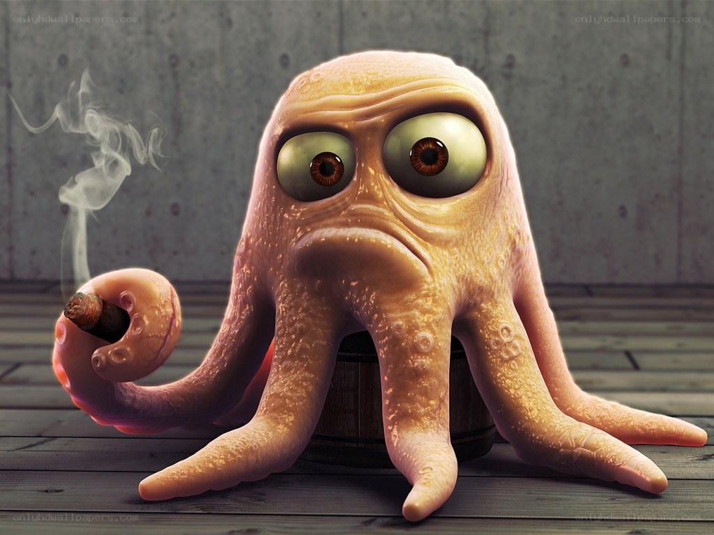 octopus smoking a cigar