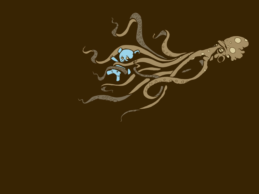 octopus with blue creature
