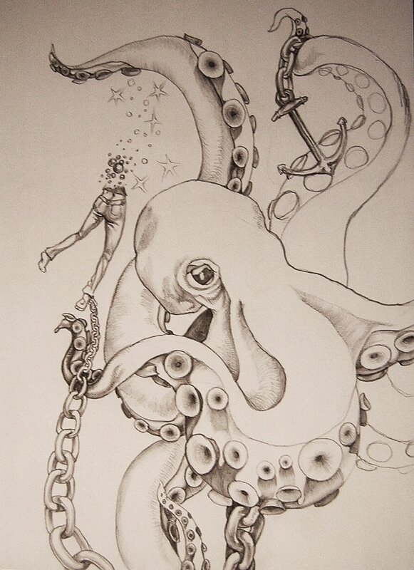 Octopus with chains and anchor
