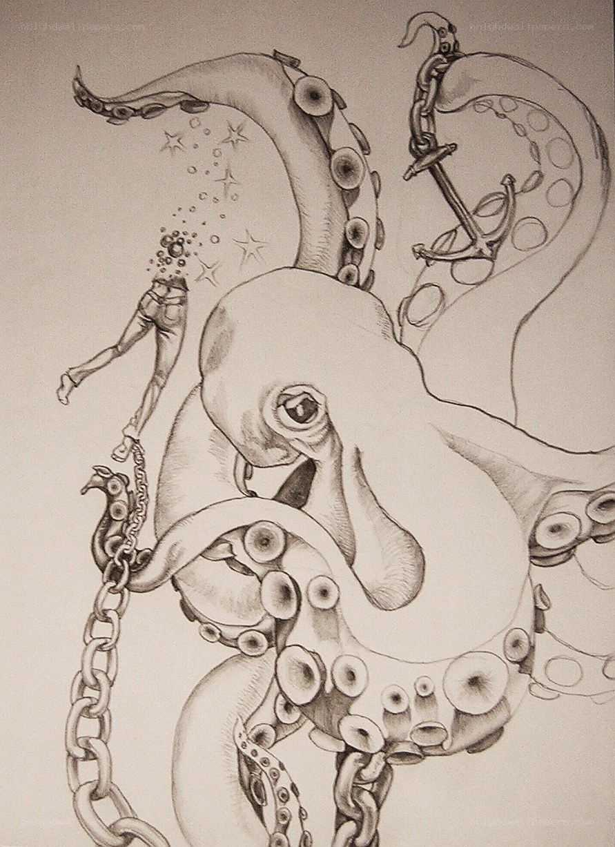 Octopus with chains and anchor