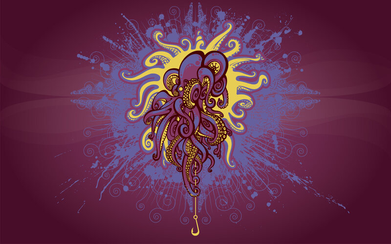 octopus with fishing hook