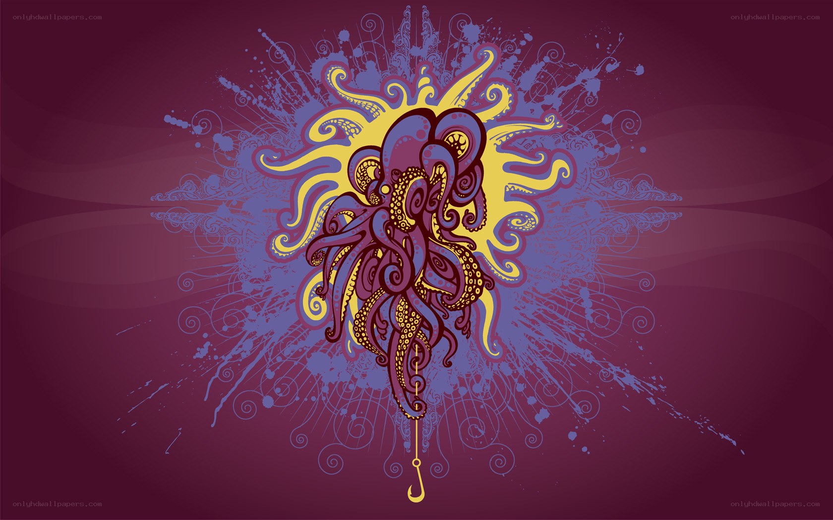 octopus with fishing hook