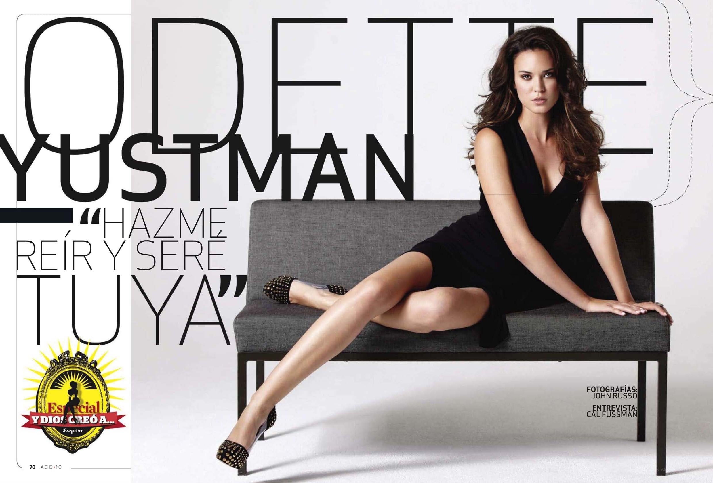 Odetta Yustman on a couch