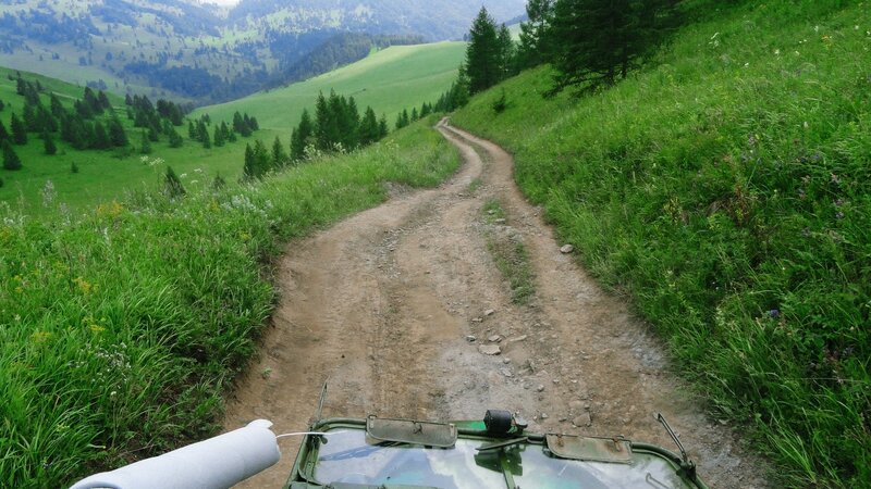 Off-road drive in mountain valley