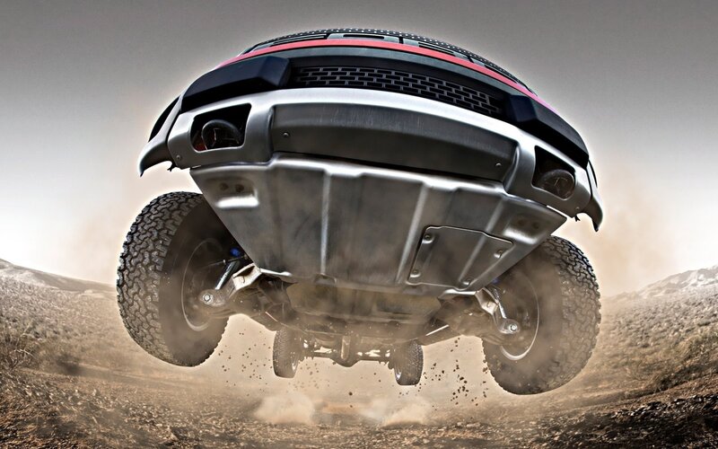 Off-road Truck in Mid-air — Gray, Dynamic