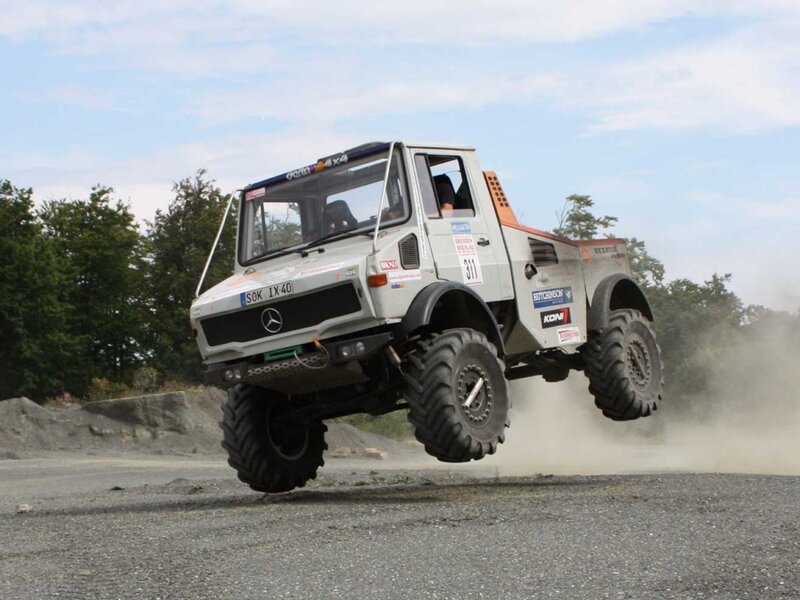 Off-road Truck in Mid-air — Gray