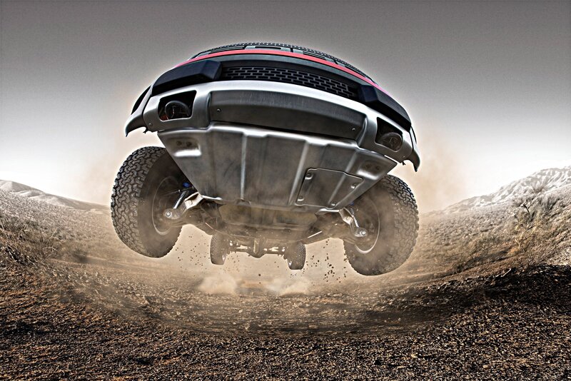 Off-road truck in mid-air jump