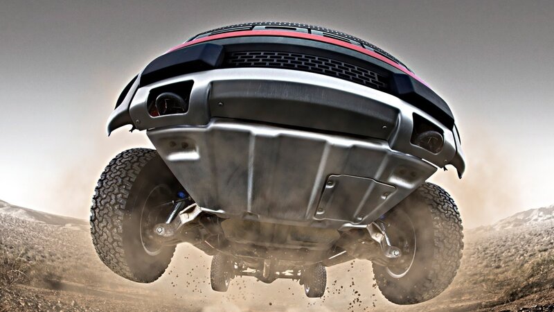 Off-road truck in mid-air