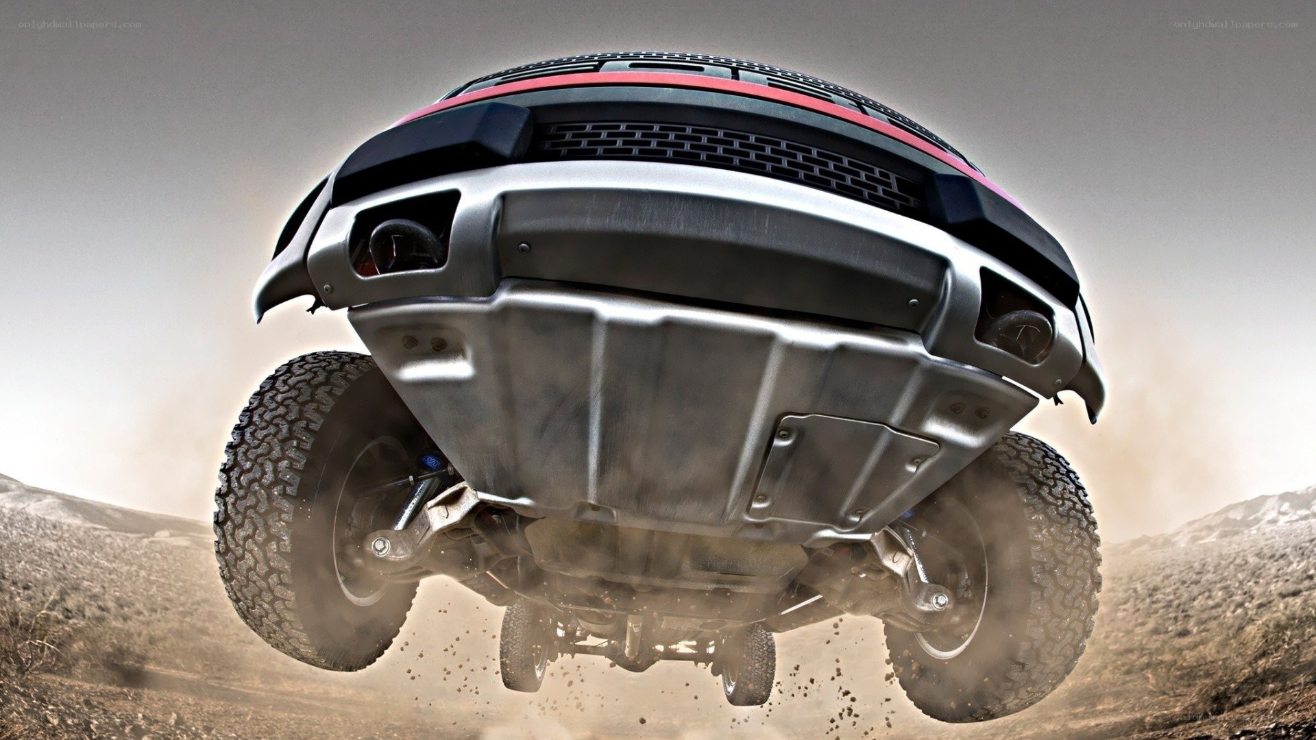 Off-road truck in mid-air