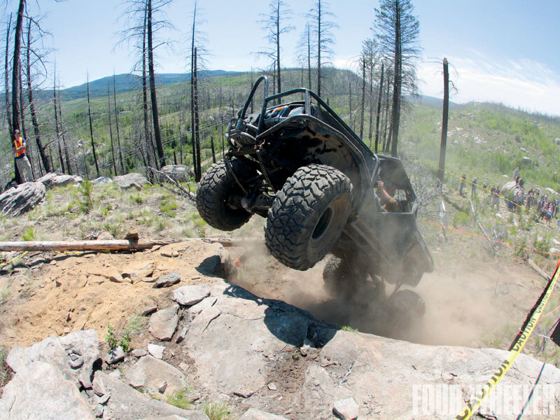 Off-road vehicle climbing hill
