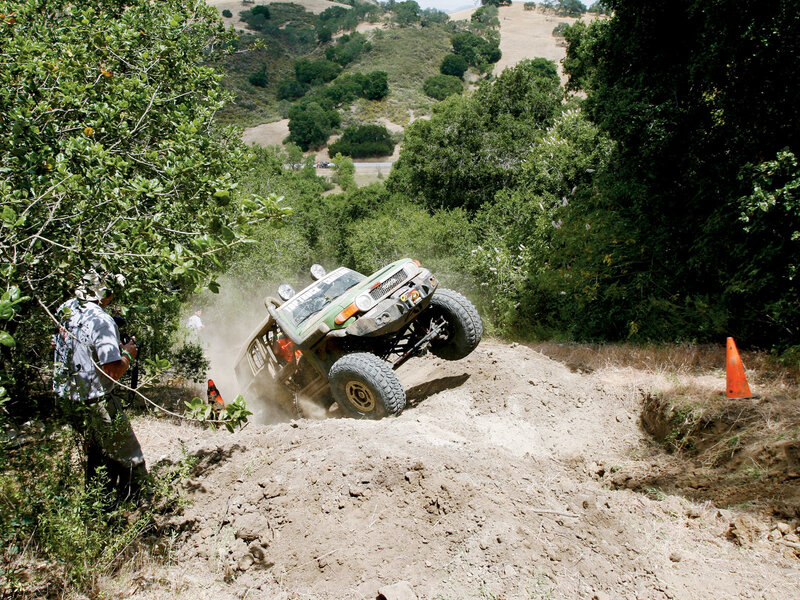 Off-road vehicle climbing hill