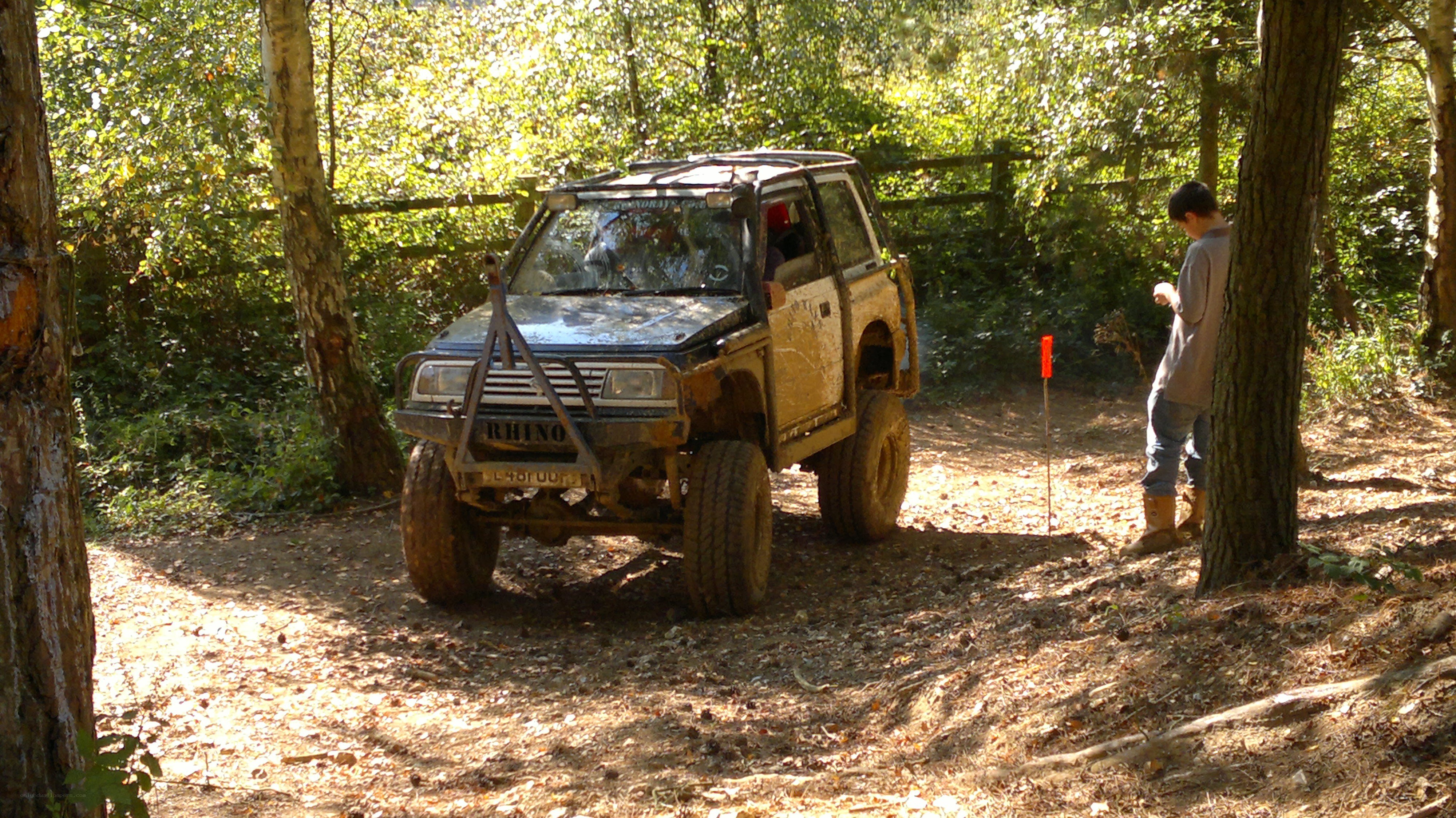 Off-road vehicle in forest