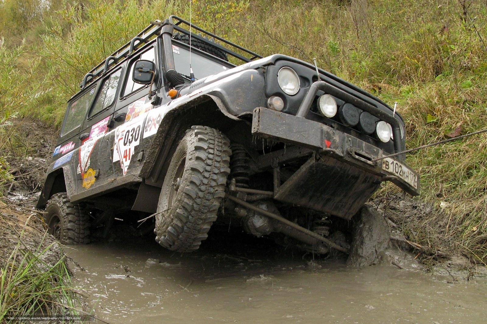 Off-road vehicle in mud
