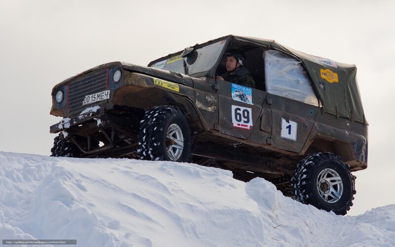 Off-road Vehicle in Snow — White