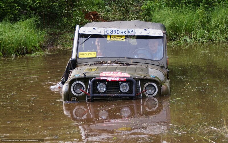 Off-road vehicle in water