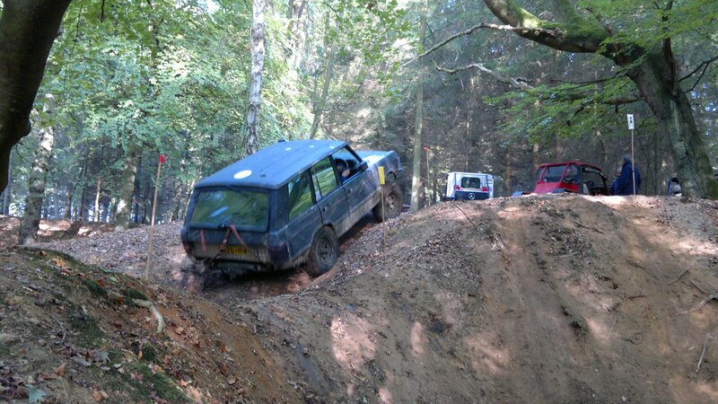 Off-road vehicle on forest trail
