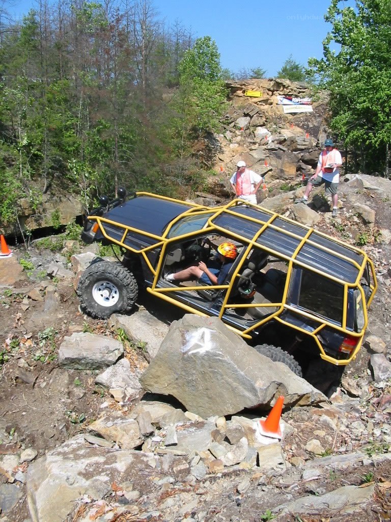 Off-road vehicle on rocky terrain