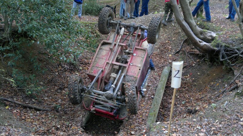 Off-road vehicle overturned in forest