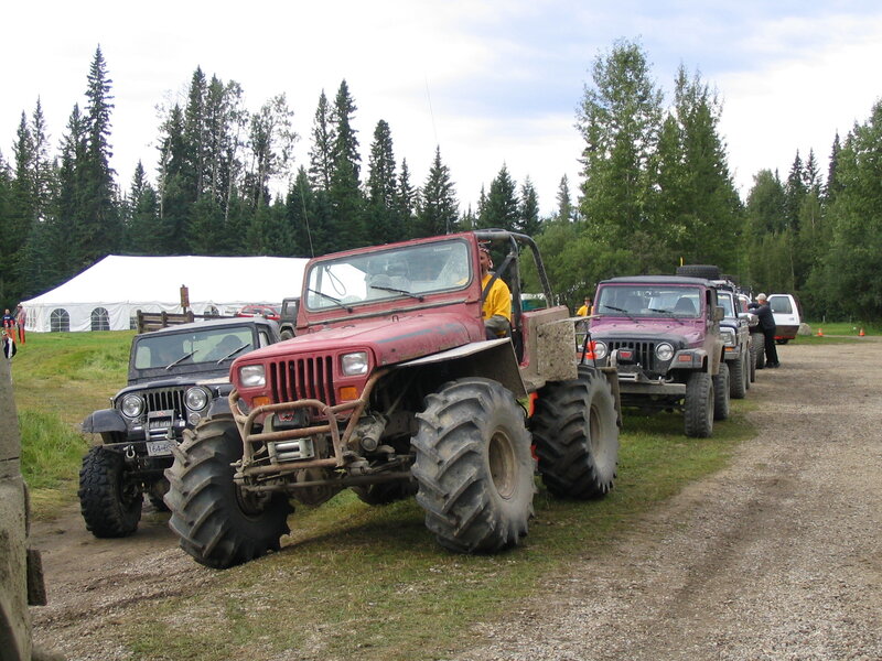 Off-road vehicles in a line
