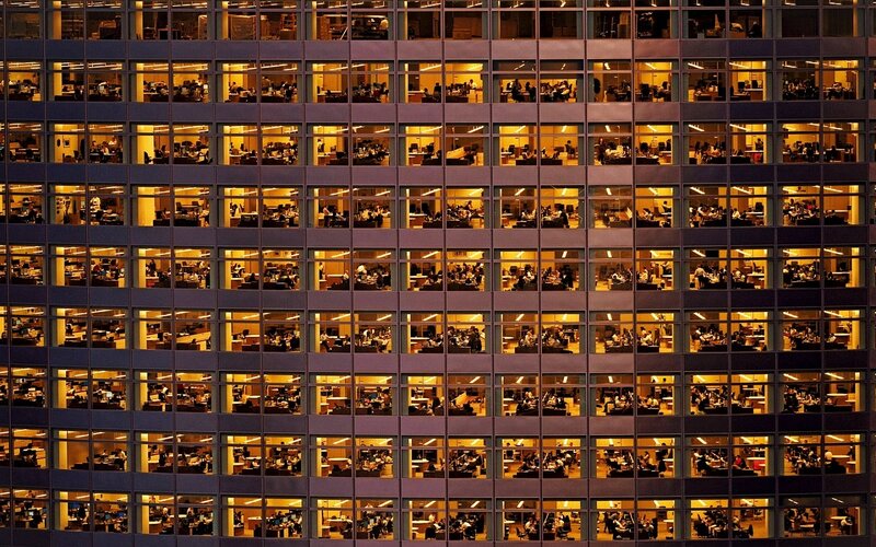 Office Building at Night — Yellow