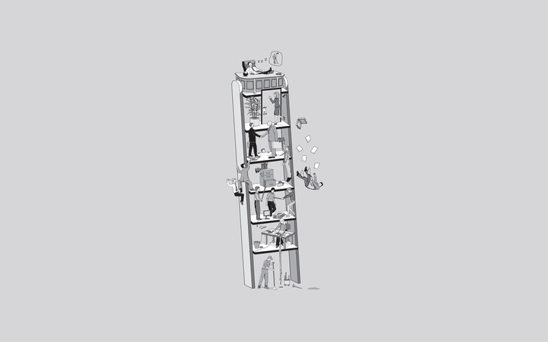 office building with people