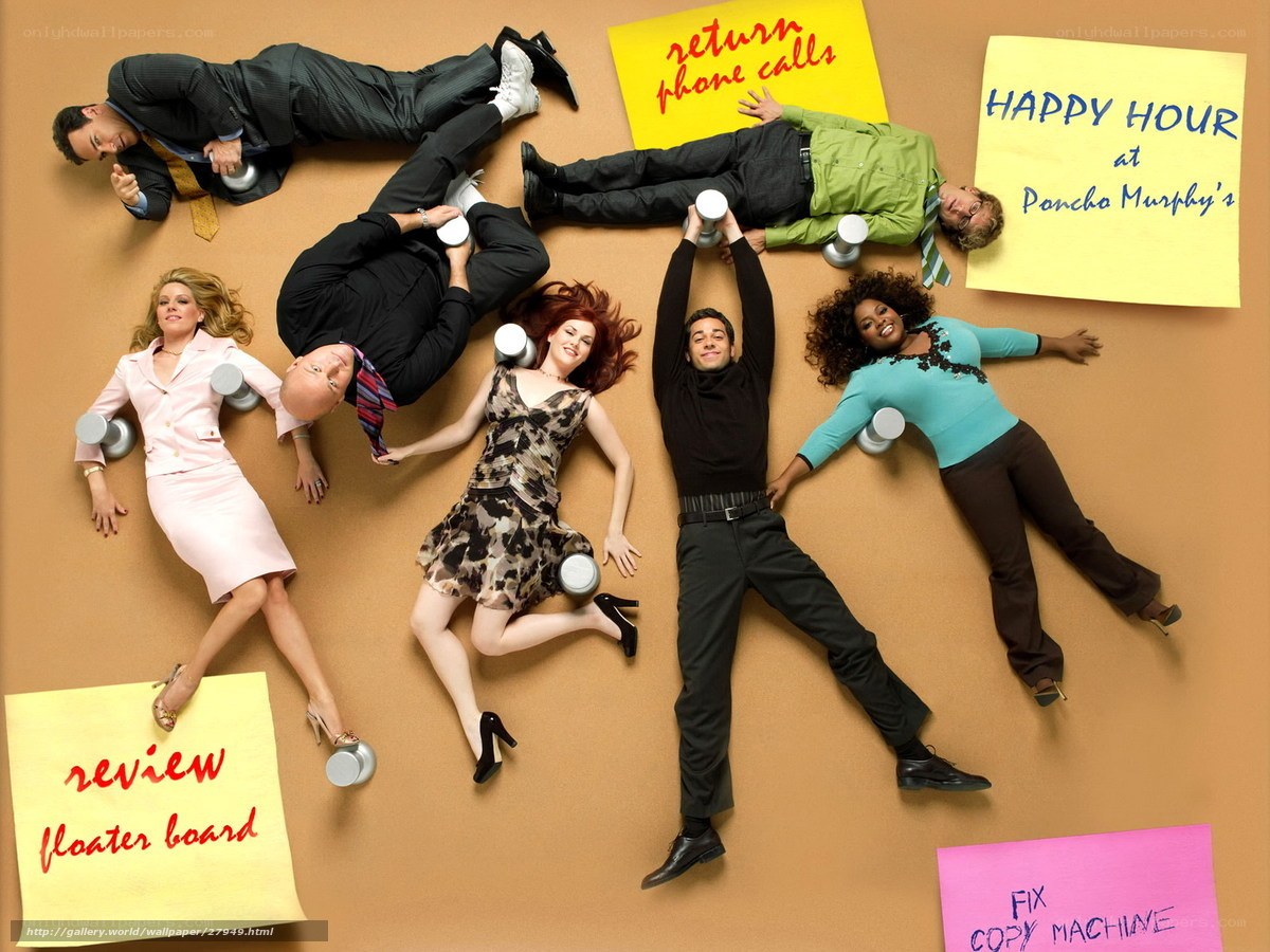 Office cast on floor with notes