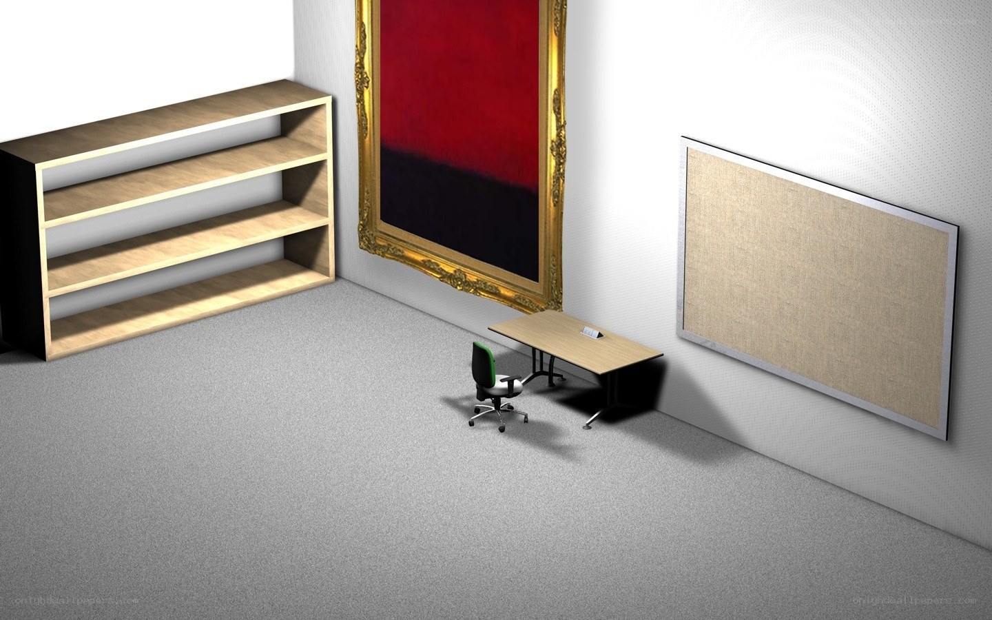 office corner with desk and bookshelf
