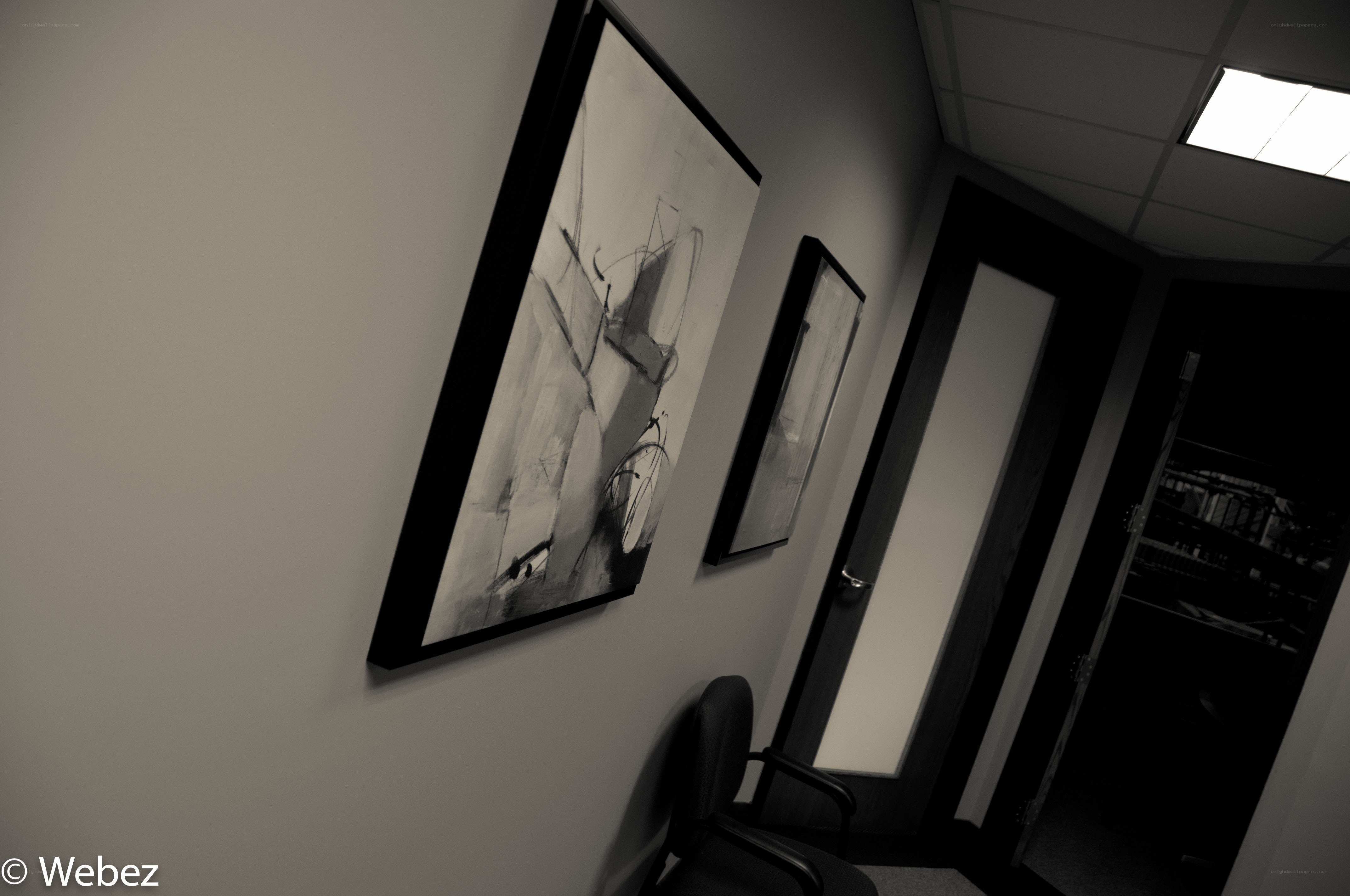 Office hallway with artwork