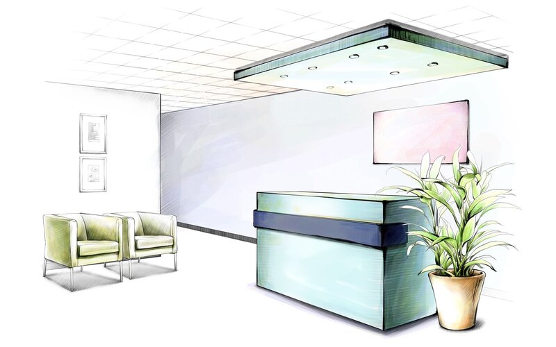 Office reception area sketch