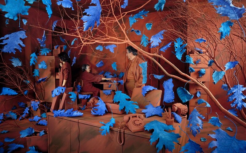 Office with Blue Leaves — Surreal