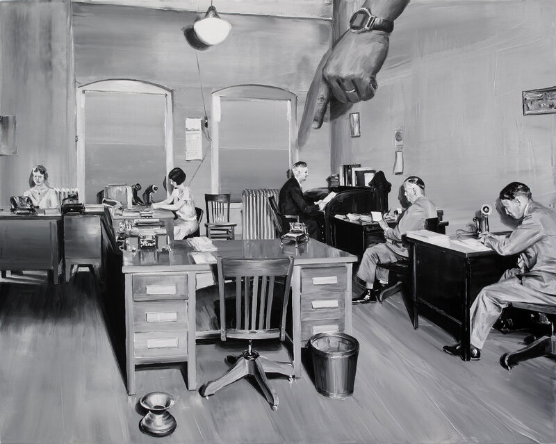 Office with giant hand