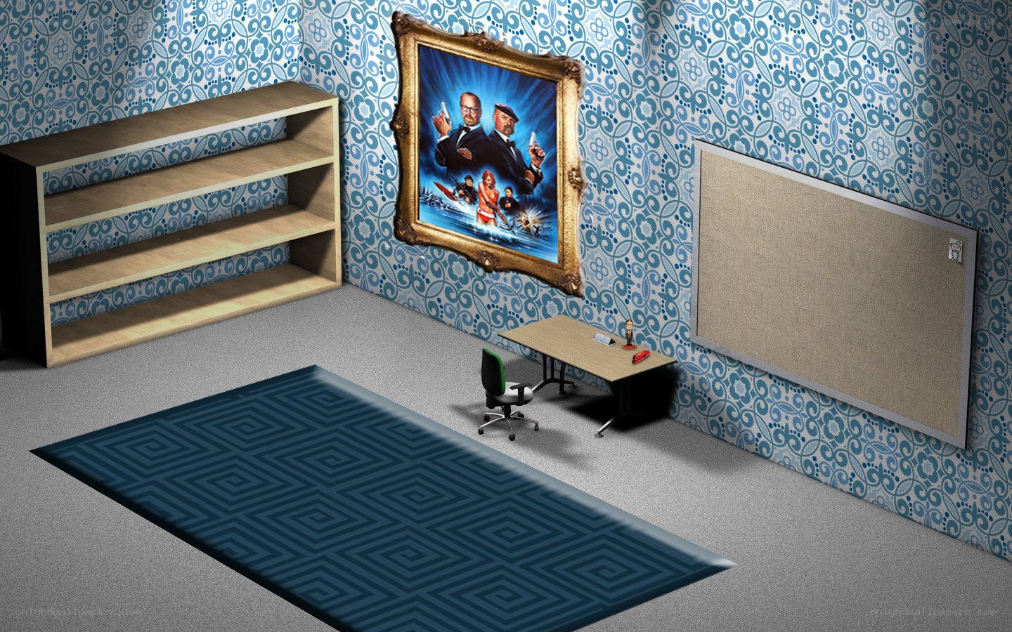 Office with movie poster