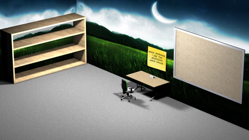 Office with nature backdrop