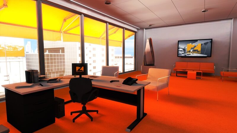 Office with Orange Carpet