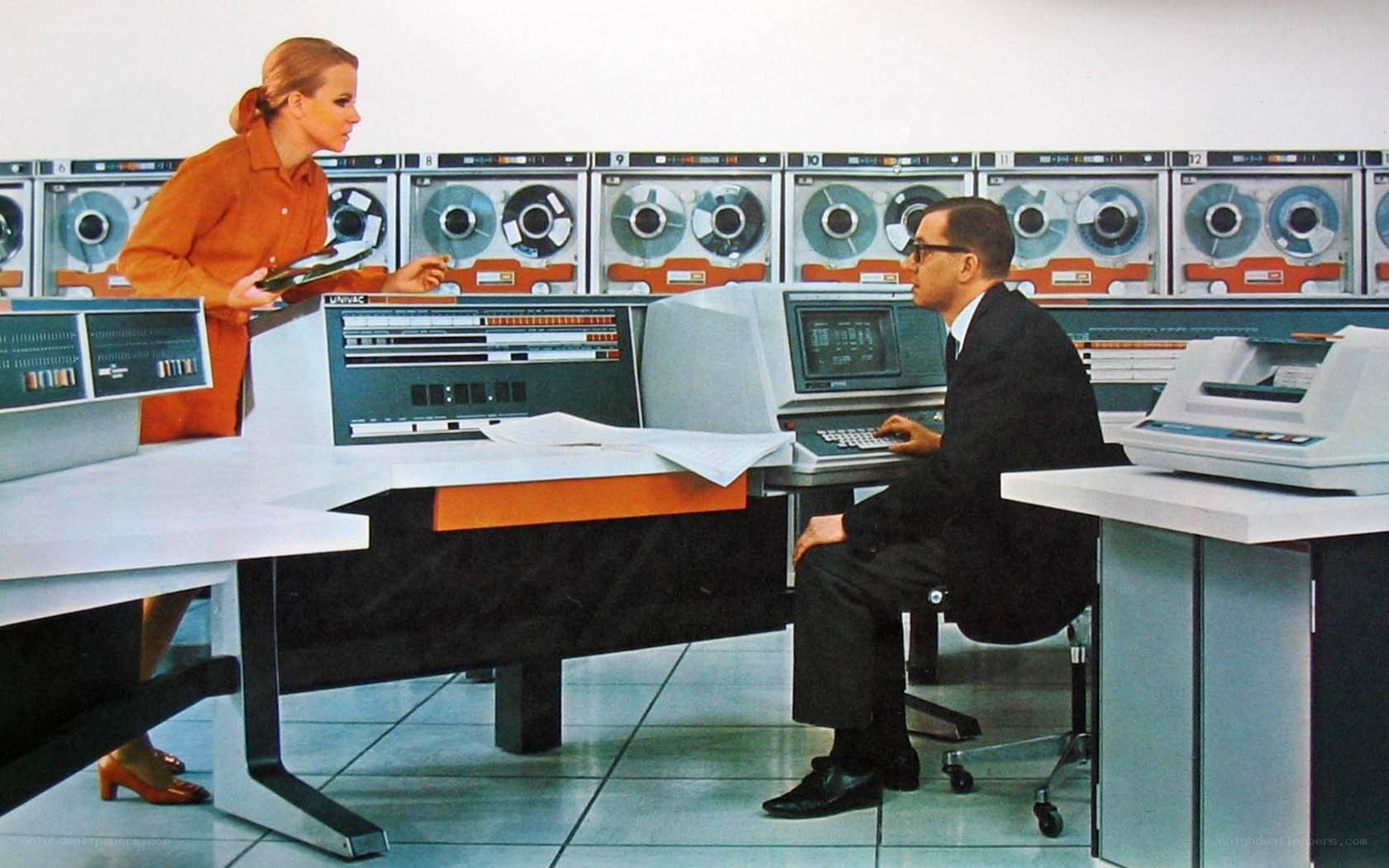 Office with vintage computer equipment
