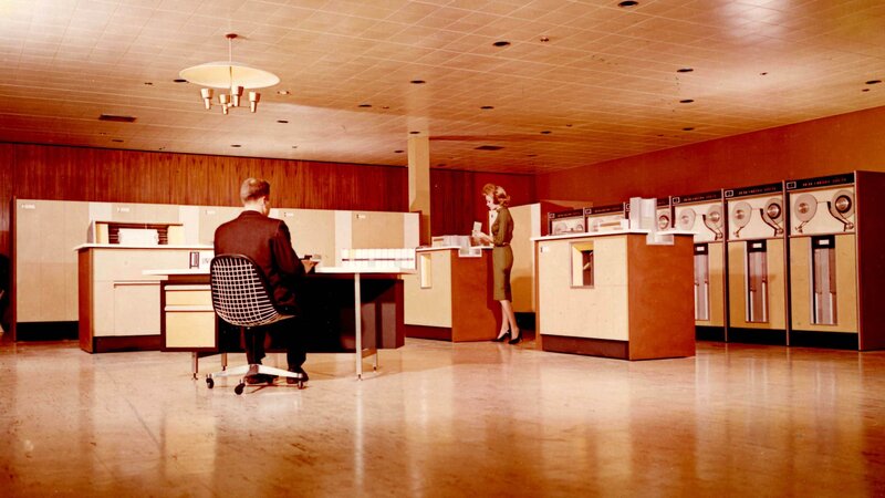 Office with vintage computers
