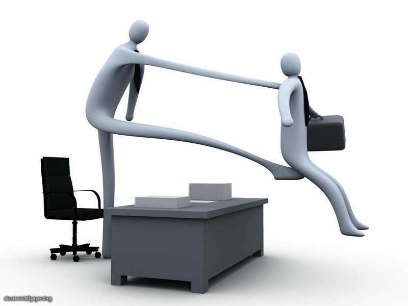 Office worker being pulled by boss