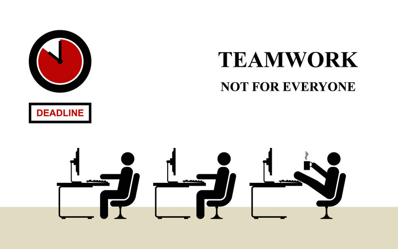 Office Workers at Desks — Black, Serious