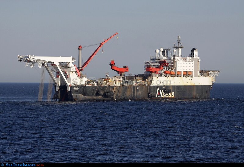 Offshore construction vessel at sea