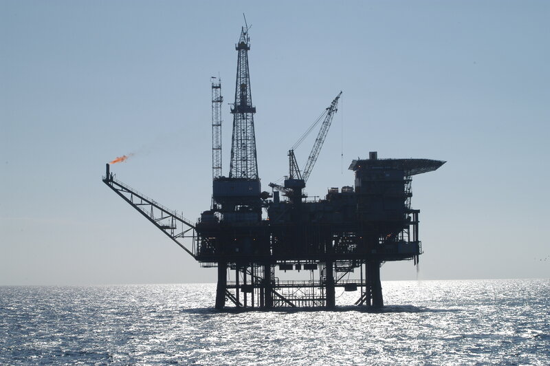 Offshore oil rig at sea